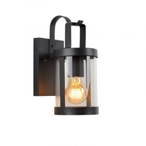 Svart vägglampa modern, Lindelo, IP23