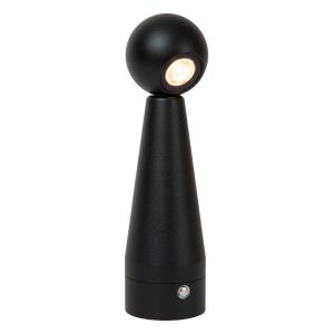 Svart uppladdningsbar bordslampa modern, Ipsos, 3W, dim to warm LED, med beröringsdimmer
