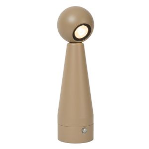 Taupe uppladdningsbar bordslampa modern, Ipsos, 3W, dim to warm LED, med beröringsdimmer