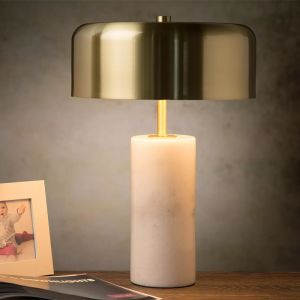 Marmor bordslampa guld, Mirasol, med brytare