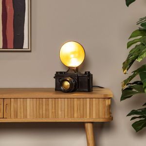 Svart bordslampa retro, Extravaganza Camera, med brytare