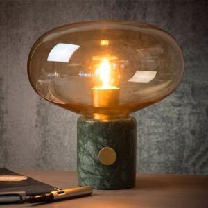 Marmor bordslampa bärnstensfärgad, Charlize, med brytare