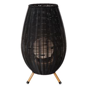 Svart bordslampa utomhus rustik, Colin, 3W, 3000K LED, IP44, 3 stegs dimmer
