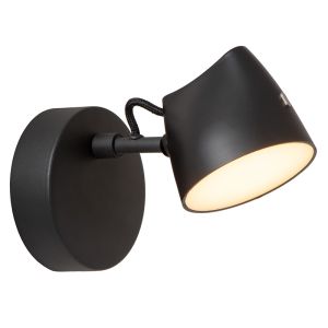 Svart vägglampa rustik, Milne, 6W, 2700K LED, med beröringsdimmer