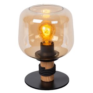 Bärnstensfärgad bordslampa retro, Ilona, med brytare