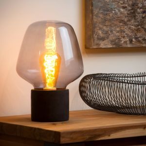 Betong bordslampa grå, Becky, med brytare
