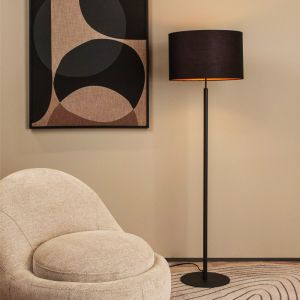 Svart golvlampa rustik, Maya, med brytare
