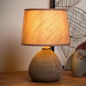 Keramik bordslampa brun, Ramzi, med brytare