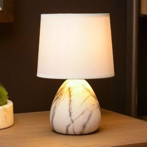 Keramik bordslampa vit, Marmo, med brytare