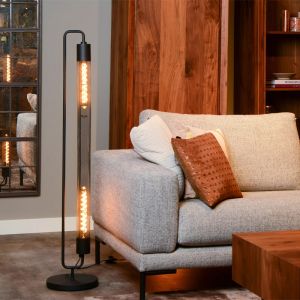Svart golvlampa modern, Calixt, med brytare