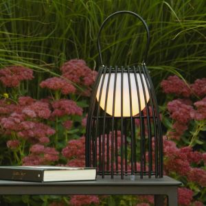 Svart bordslampa utomhus retro, Fjara, 0,3W, 2700K LED, IP44, med beröringsdimmer