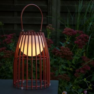Rostfärgad bordslampa utomhus retro, Fjara, 0,3W, 2700K LED, IP44, med beröringsdimmer