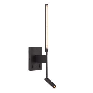 Svart vägglampa modern, Finan, 6W, 2700K LED, med brytare