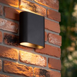 Svart up down vägglampa modern, Atila, 5W, 2700K LED, IP54