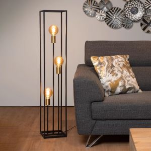 Guld golvlampa modern, Ruben, med brytare