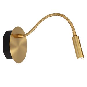 Guld sänglampa modern, Jolijn, 2W, 3000K LED, med brytare