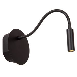 Svart sänglampa modern, Jolijn, 2W, 3000K LED, med brytare