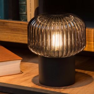 Grå bordslampa retro, Jany, med brytare