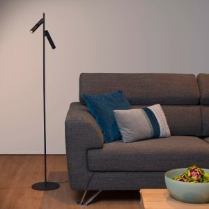 Svart läslampa golv modern, Philon, 4,5W, 3000K LED, med beröringsdimmer