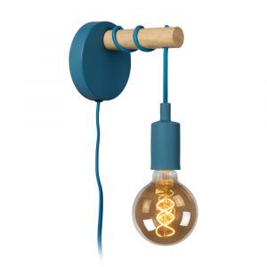 Blå vägglampa barn modern, Paulien, med brytare