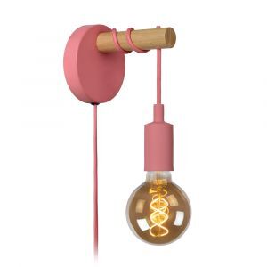 Rosa vägglampa barn modern, Paulien, med brytare