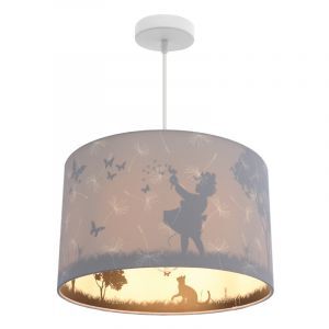 Tyg fönsterlampa barn grå, Butterfly