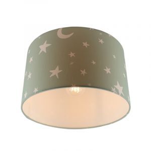 Tyg taklampa barn grön, Stars