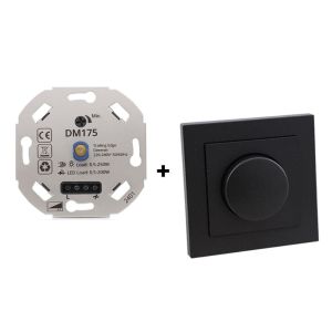 LED-dimmer, 0,5 - 200W, med antracit täckram och centralplatta