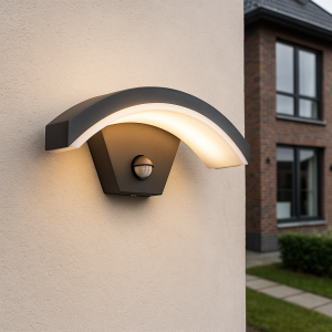 Modern utomhus vägglampa med rörelsesensor svart, Annemay, 6W, 3000K LED, IP54