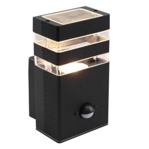 Aluminium utomhus vägglampa med rörelsesensor svart, Albin, IP54