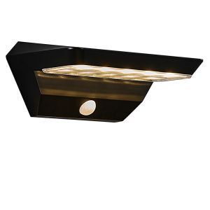 Svart utomhus vägglampa solcell modern, Agena, 4,5W, 3000K LED, IP44