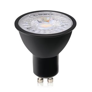 Dimbar GU10 LED lampa Antonie, svart, 7W, 2700K