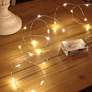 2m batteridrivna LED-kabellampor, 40 LED-lampor, varmvita