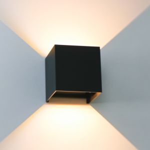 Svart modern up down vägglampa aluminium, Dion, 7W, dim to warm LED, IP65