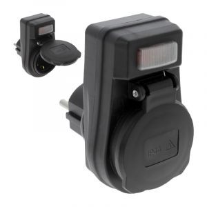 Kontakt Skyddsjordsbrytare Lampa 10/16A IP44 Svart