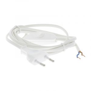 Q-Link anslutningskabel max 1200w 2 x 0,75 mm. 1,8 m vit med strömbrytare