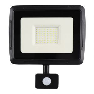 Svart strålkastare med sensor aluminium, Miro, 50W, 6000K LED, IP65