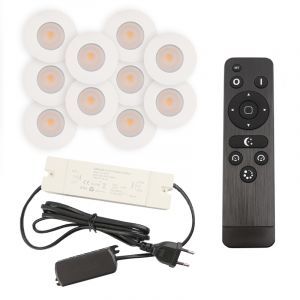 10 vit infälld spotlights uterum Dico, IP65, med anslutningsset och fjärrkontroll