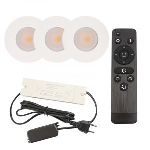 3 vit infälld spotlights uterum Dico, IP65, med anslutningsset och fjärrkontroll