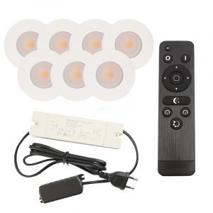 7 vit infälld spotlights uterum Dico, IP65, med anslutningsset och fjärrkontroll