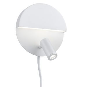 Vit vägglampa design, Solo, 6W, 3000K LED, med brytare