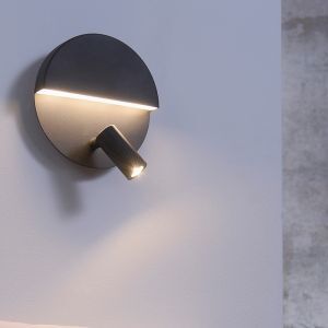 Svart vägglampa design, Solo, 6W, 3000K LED, med brytare