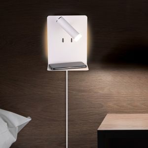 Vit vägglampa design, Ricciolo, 3W, 3000K LED, med brytare