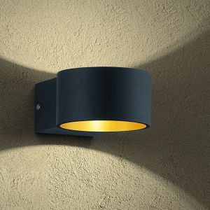 Svart up down vägglampa modern, Tyra, 4,3W, 3000K LED