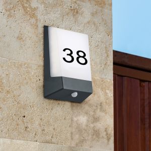 Svart utomhus vägglampa med skymningssensor modern, Bernadette, 9W, 3000K LED, IP54