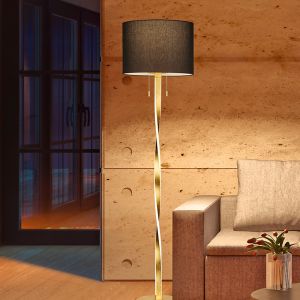 Guld golvlampa modern, Ramten, 7W, 3000K LED, med dra i strömbrytaren