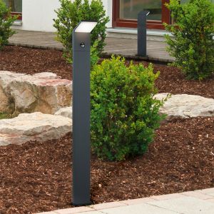 Antracit golvlampa utomhus med rörelsesensor modern, Solana, 9W, 3000K LED, IP54