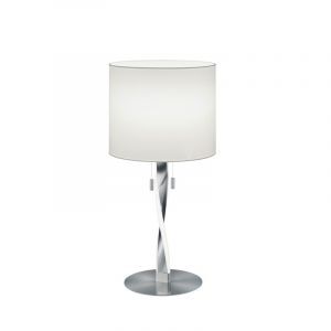 Nickel bordslampa modern, Ramten, 3W, 3000K LED, med dra i strömbrytaren