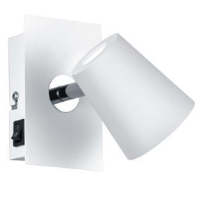 Vit väggspotlight glas, Laysha, 6W, 3000K LED, med brytare