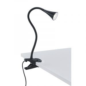 Svart klämspot plast, Yelaisa, 3W, 3000K LED, med brytare